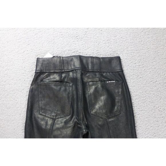 New 7 for All Mankind Pants Womens 25 Black Faux Leather Legging Ankle Zip - Picture 6 of 10
